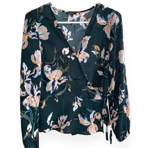 Dynamite Peplum Wrap Floral Blouse